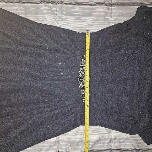 Eliza J Navy Sparkle Stretch Dress Embellished Waist Size 10 - Picture 12 of 15